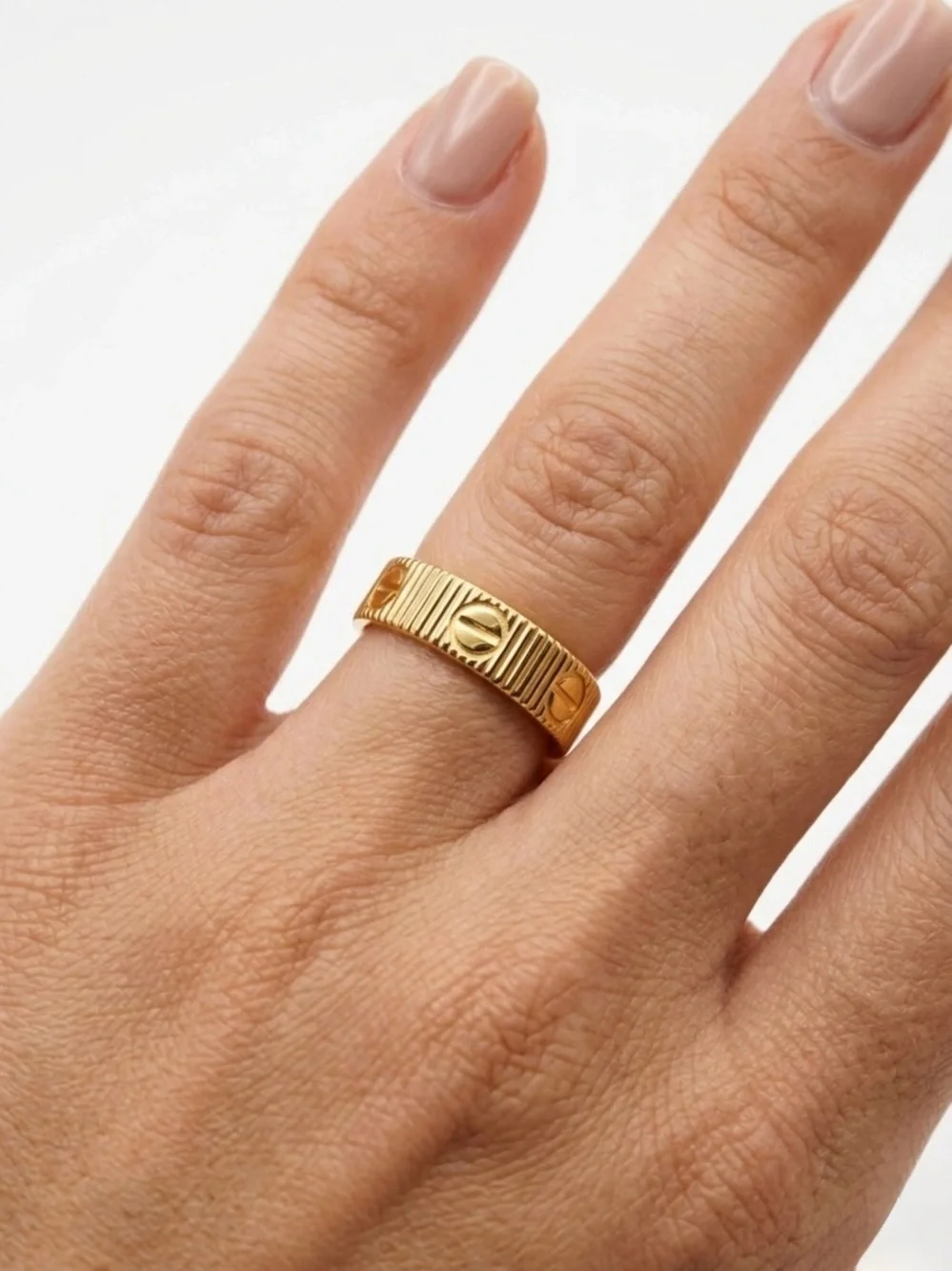 Men Women New Love Design Ring Stainless Steel Gold Tone | Elegant Jewelry